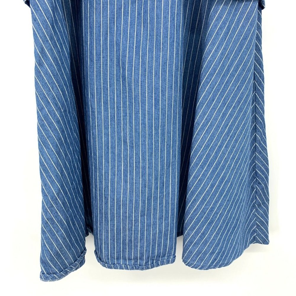 BCBGirls Dress Blue White Stripe Cold Shoulder Ruffle - Picture 7 of 11